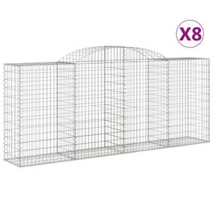 Cosuri gabion arcuite 8 buc., VIDAXL, 300x50x120/140 cm, Metal, Argintiu