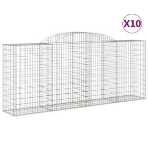 Cosuri gabion arcuite 10 buc., VIDAXL, 300x50x120/140 cm, Metal, Argintiu