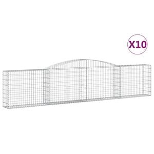 Cosuri gabion arcuite 10 buc, VIDAXL, 400x30x80/100 cm, Metal, Argintiu