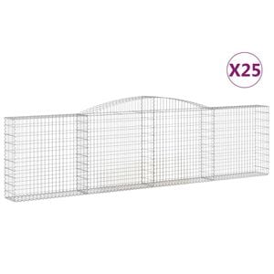 Cosuri gabion arcuite 25 buc, VIDAXL, 400x30x100/120 cm, Metal, Argintiu