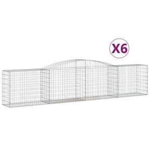 Cosuri gabion arcuite 6 buc, VIDAXL, 400x50x80/100 cm, Metal, Argintiu