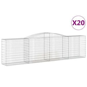 Cosuri gabion arcuite 20 buc, VIDAXL, 400x50x100/120 cm, Metal, Argintiu