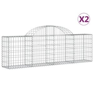 Cosuri gabion arcuite 2 buc, VIDAXL, 200x30x60/80 cm, Metal, Argintiu