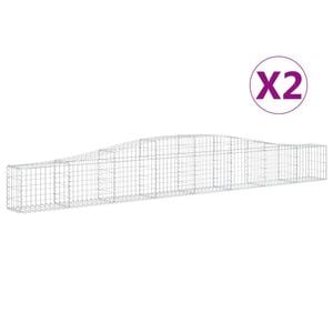 Cosuri gabion arcuite 2 buc, VIDAXL, 400x30x40/60 cm, Metal, Argintiu