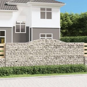Cosuri gabion arcuite 20 buc, VIDAXL, 400x50x140/160 cm, Metal, Argintiu