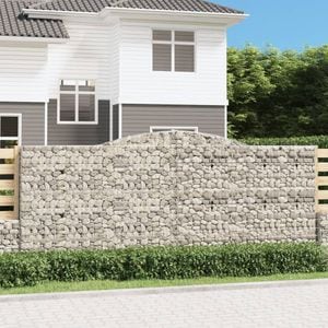 Cos gabion arcuit, VIDAXL, 400x30x160/180 cm, Metal, Argintiu