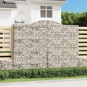 Cos gabion arcuit, VIDAXL, 300x50x220/240 cm, Metal, Argintiu