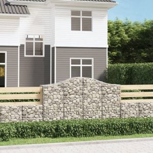 Cosuri gabion arcuite 40 buc, VIDAXL, 200x50x120/140 cm, Metal, Argintiu