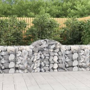 Cosuri gabion arcuite 2 buc, VIDAXL, 200x50x80/100 cm, Metal, Argintiu