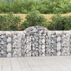 Cosuri gabion arcuite 2 buc, VIDAXL, 200x50x100/120 cm, Metal, Argintiu