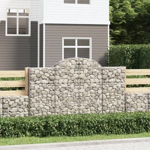 Cosuri gabion arcuite 2 buc, VIDAXL, 200x50x120/140 cm, Metal, Argintiu