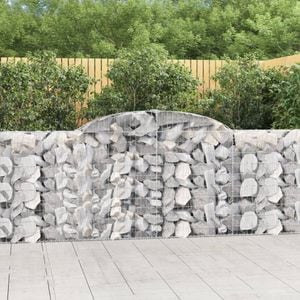 Cosuri gabion arcuite 30 buc, VIDAXL, 300x30x100/120 cm, Metal, Argintiu