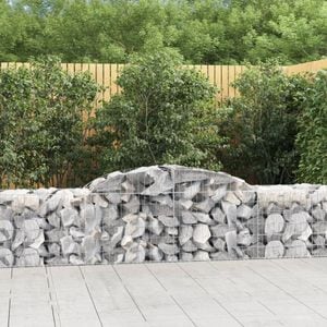 Cosuri gabion arcuite 2 buc, VIDAXL, 300x50x60/80 cm, Metal, Argintiu