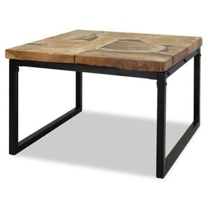 Masa cafea din tec si rasina, VIDAXL, Lemn, 60x60x40 cm, Negru