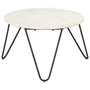 Masa cafea alb 65x65x42 cm piatra naturala aspect marmura, VIDAXL, Lemn, 65x65x42 cm, Alb