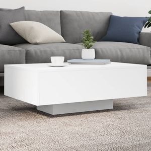 Masa cafea cu lumini LED, VIDAXL, Lemn, 85x55x31 cm, Alb