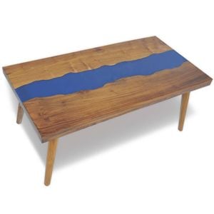 Masa cafea Lemn de tec cu rasina epoxidica 100x50x40 cm, VIDAXL, Lemn, 100x50x40 cm, Maro