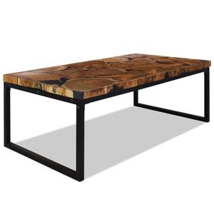 Masa cafea din tec si rasina, VIDAXL, Lemn, 110x60x40 cm, Negru