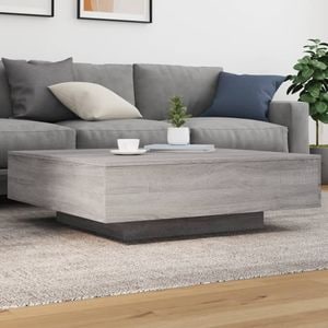 Masa cafea cu lumini LED, VIDAXL, Lemn, 100x100x31 cm, Gri