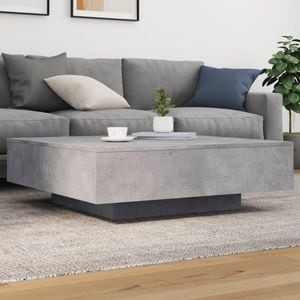 Masa cafea cu lumini LED, VIDAXL, Lemn, 100x100x31 cm, Gri