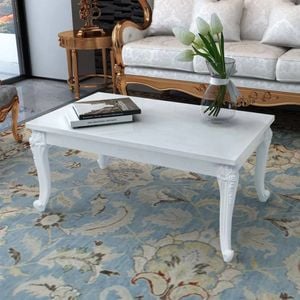 Masa cafea din fibra de sticla lucioasa 100x60x42 cm alba, VIDAXL, Sticla, 100x60x42 cm, Alb