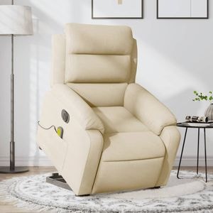 Fotoliu electric de masaj rabatabil cu ridicare, VIDAXL, 75x148x79.5 cm, Textil, Crem