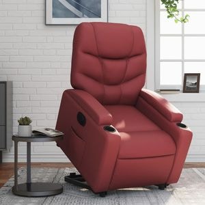 Fotoliu rabatabil electric cu ridicare, VIDAXL, 74x146x78 cm, Piele ecologica, Rosu