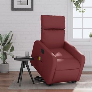 Fotoliu electric masaj rabatabil cu ridicare, VIDAXL, 66x146x76.5 cm, Piele ecologica, Rosu