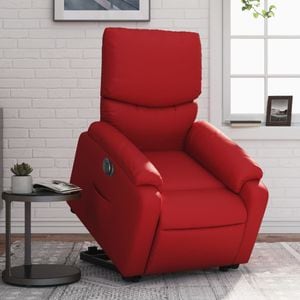 Fotoliu rabatabil electric cu ridicare, VIDAXL, 75x145x81 cm, Piele ecologica, Rosu