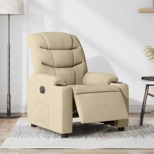 Fotoliu rabatabil electric, VIDAXL, 75.5x147x80.5 cm, Textil, Crem