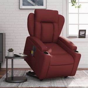 Fotoliu electric masaj rabatabil cu ridicare, VIDAXL, 77x149.5x78 cm, Piele ecologica, Rosu