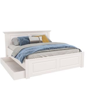 Pat Select 2 cu sertar, lemn masiv, 180 x 200 cm, alb