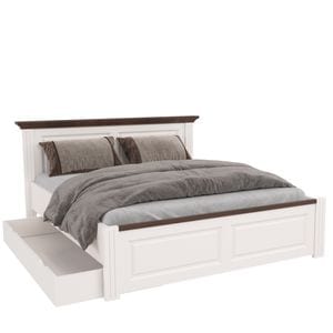 Pat Select 2 cu sertar, lemn masiv, alb/nuc, 180 x 200 cm