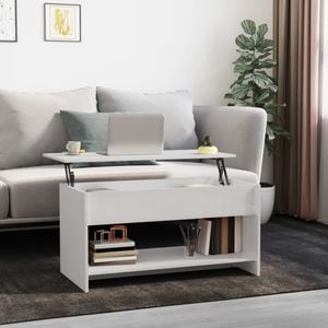 Masuta de cafea alb extralucios, VIDAXL, 102x50x52,5 cm, lemn prelucrat