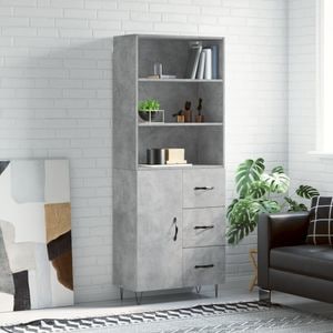 Dulap inalt, vidaXL, gri beton, 69,5x34x180, lemn compozit