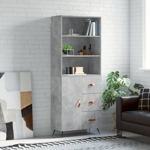 Dulap inalt, vidaXL, gri beton, 69,5x34x180, lemn compozit