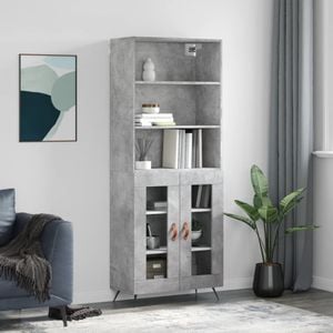 Dulap inalt, vidaXL, gri beton, 69,5x34x180, lemn compozit