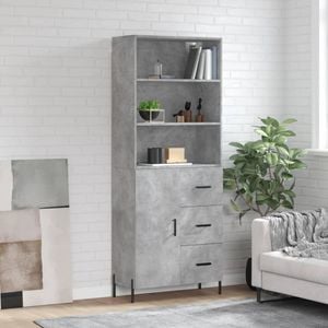 Dulap inalt, vidaXL, gri beton, 69,5x34x180, lemn compozit