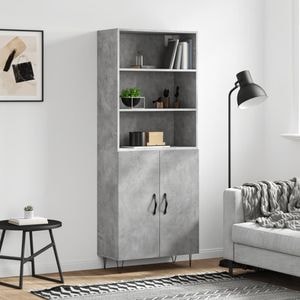Dulap inalt, vidaXL, gri beton, 69,5x34x180, lemn compozit