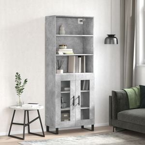 Dulap inalt, vidaXL, gri beton, 69,5x34x180, lemn compozit