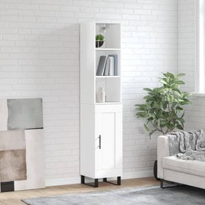 Dulap inalt, vidaXL, alb extralucios, 34,5x34x180 cm, lemn prelucrat