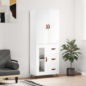 Dulap inalt, vidaXL, alb extralucios, 69,5x34x180 cm, lemn compozit