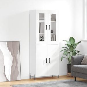 Dulap inalt, vidaXL, alb extralucios, 69,5x34x180 cm, lemn compozit