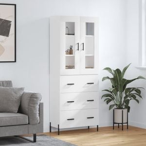 Dulap inalt, vidaXL, alb extralucios, 69,5x34x180 cm, lemn compozit