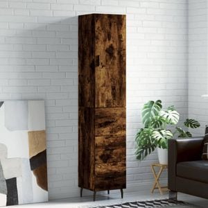 Dulap inalt, vidaXL, stejar fumuriu, 34,5x34x180 cm, lemn prelucrat