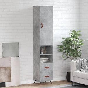 Dulap inalt, vidaXL, gri beton, 34,5x34x180 cm, lemn prelucrat