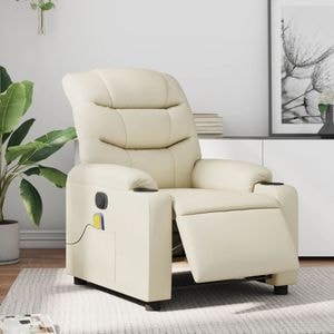 Fotoliu electric de masaj rabatabil, VIDAXL, 75.5x93x99.5 cm, Piele ecologica, Crem