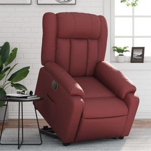 Fotoliu rabatabil electric cu ridicare, VIDAXL, 78x92x98 cm, Piele ecologica, Rosu