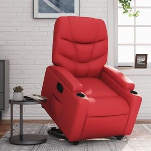 Fotoliu rabatabil electric cu ridicare, VIDAXL, 74x89x100 cm, Piele ecologica, Rosu