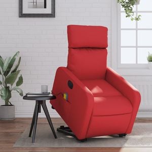 Fotoliu electric masaj rabatabil cu ridicare, VIDAXL, 66x89.5x95.5 cm, Piele ecologica, Rosu
